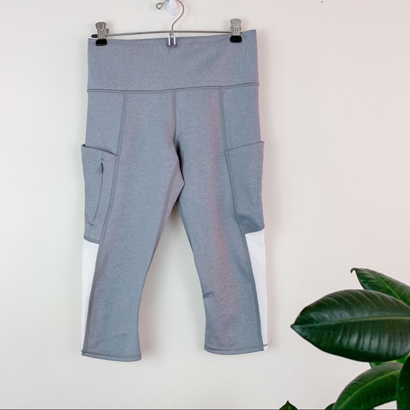 Athleta All In Crop Pocket Mesh Gray Leggings XS - Picture 1 of 7